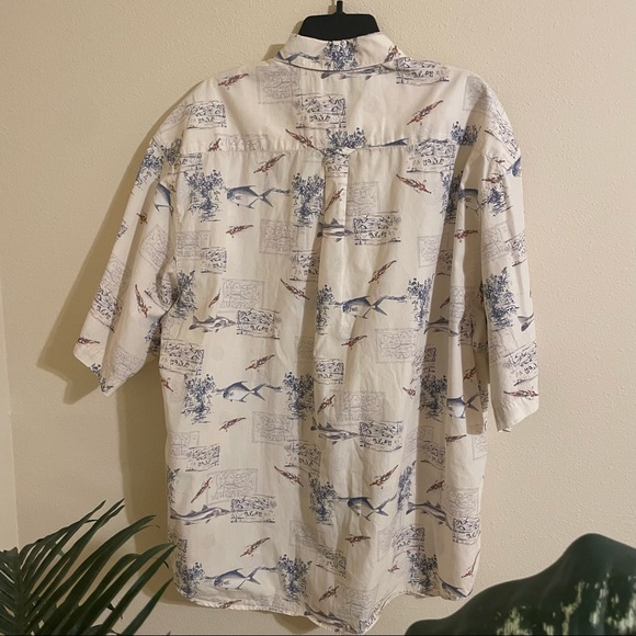 *SOLD* Columbia XL fish and fly print eggshell color button down - Picture 2 of 7